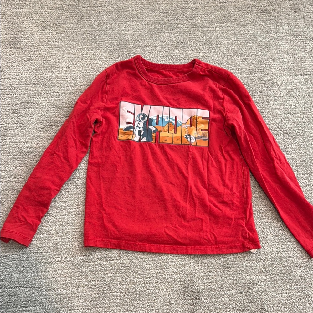 Gap kids organic red Explore long sleeve shirt, Sz S